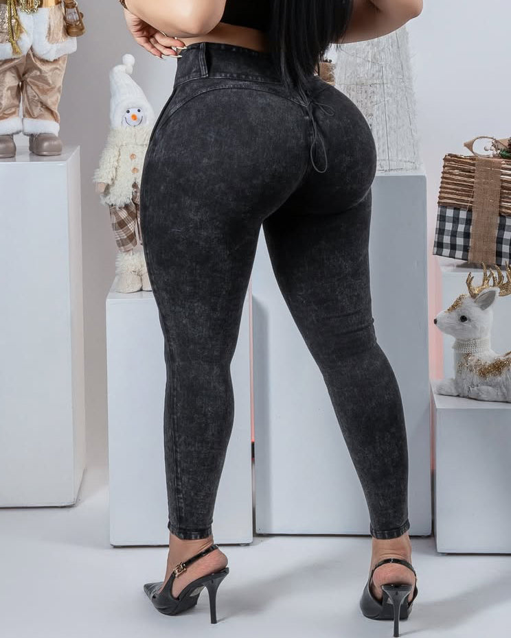 Women's Butt-Enhancing Double-Breasted Skinny Jeans