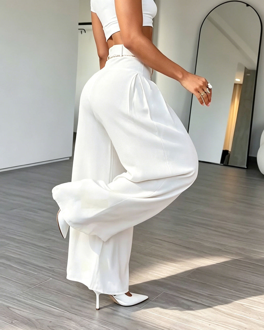 High-Waisted Pleated Wide-Leg Pants