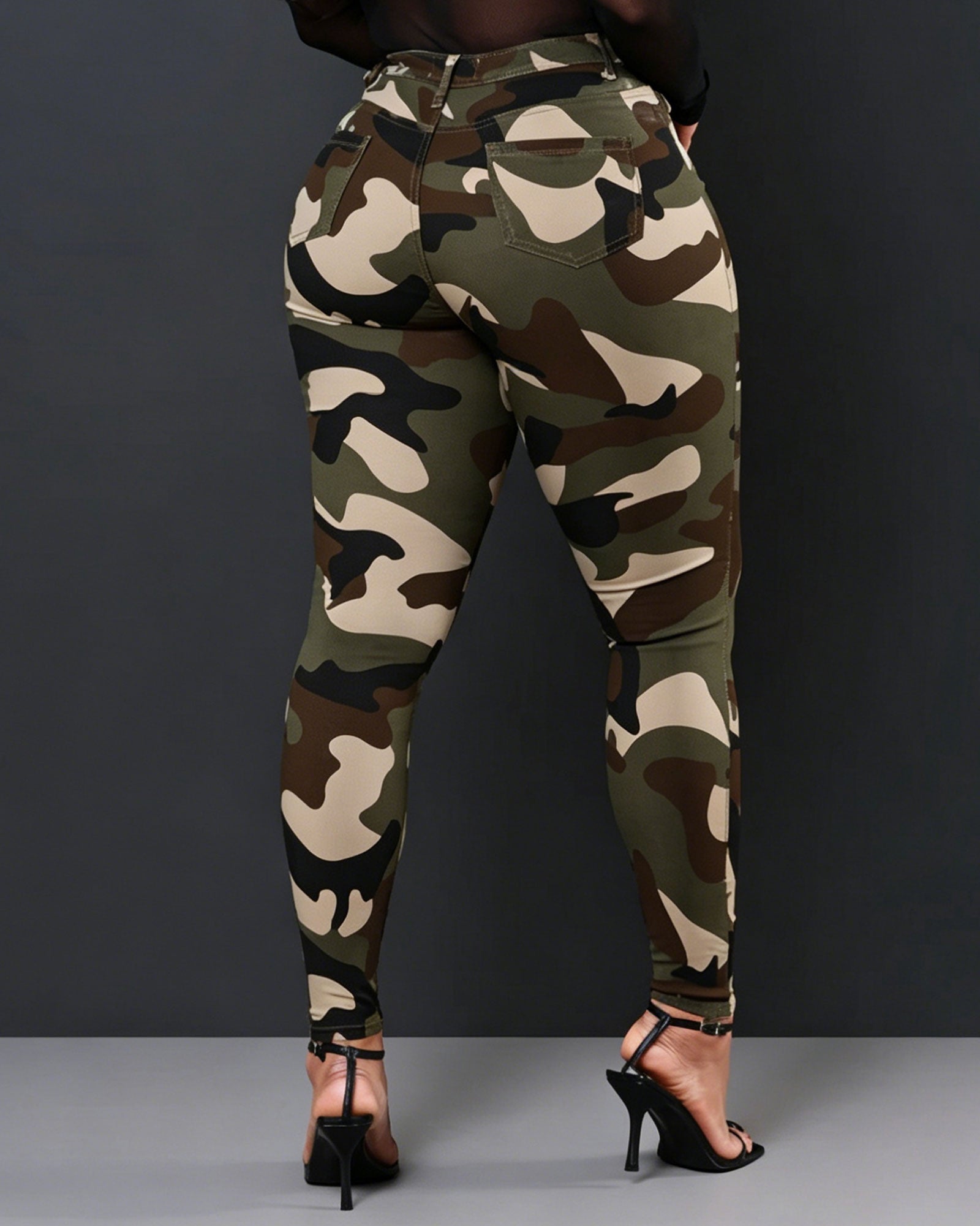 High-Waisted Camouflage Skinny Pants