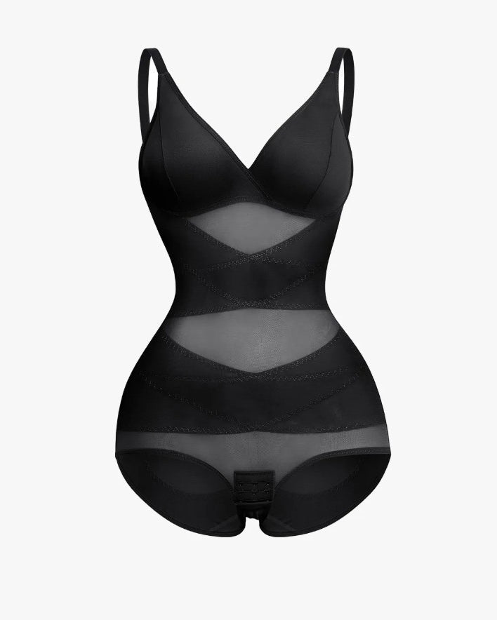 Sheer Mesh Slimming Thong Bodysuit