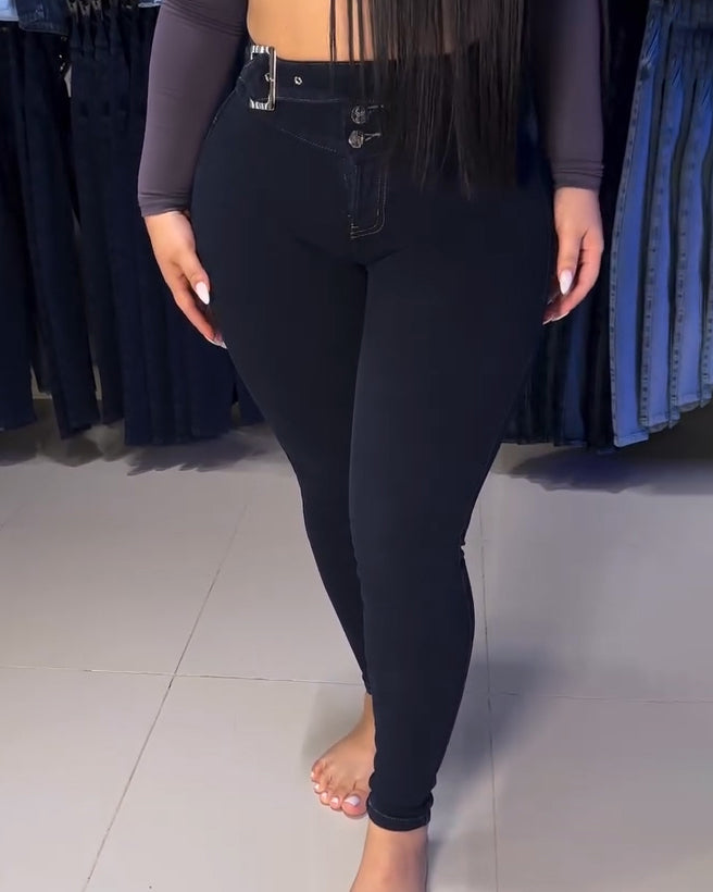 Women's Tight-Fitting Butt Lifting Jeans Black