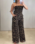 Leopard Print Backless Wide-Leg Jumpsuit Peru