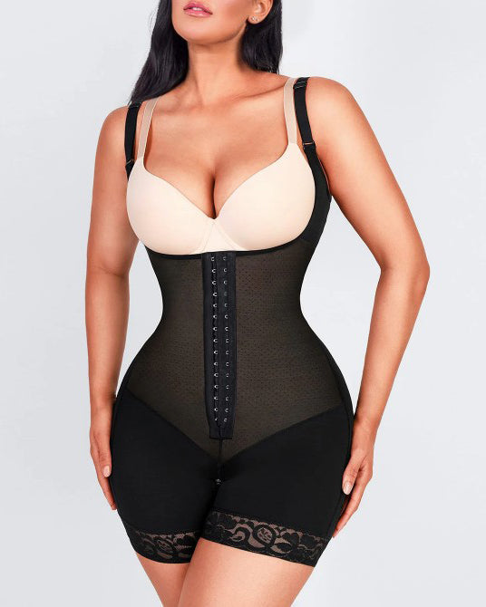 Comfortable Shaping Open-Chest Tummy-Control Shapewear Black