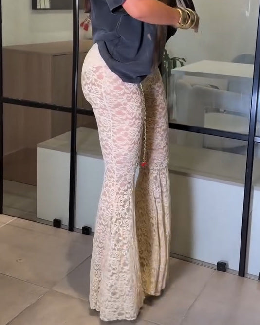 Women's Sexy Lace Flared Casual Pants