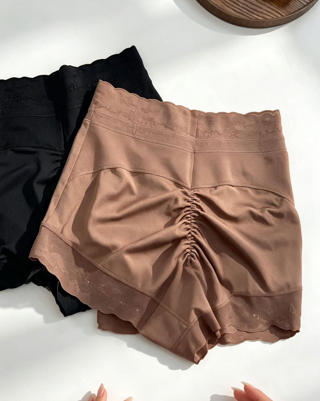 High-Waisted Lace Trim Tummy & Butt Lifting Shaper Shorts
