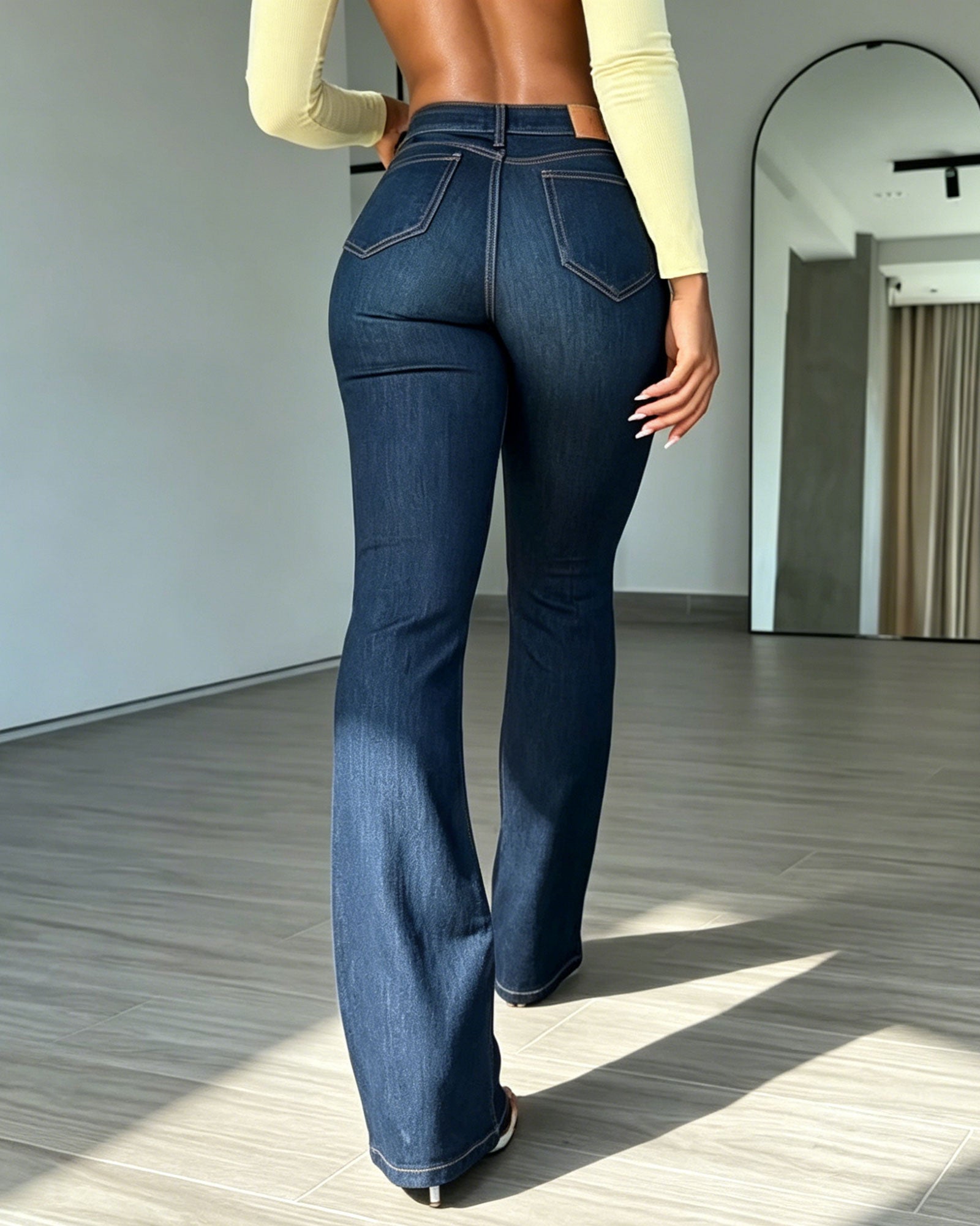 Wash High-Waisted Slim-Fit Flare Leg Jeans