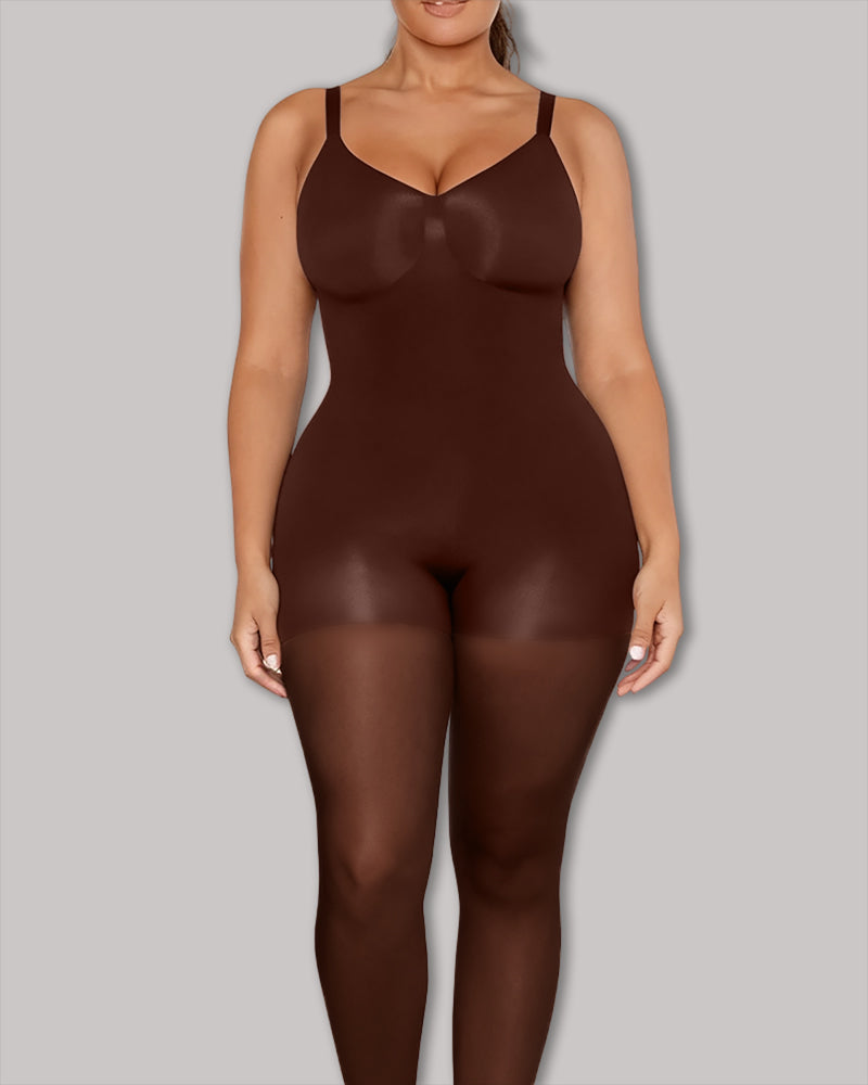 Full-Coverage Tummy Control Bodysuit Brown