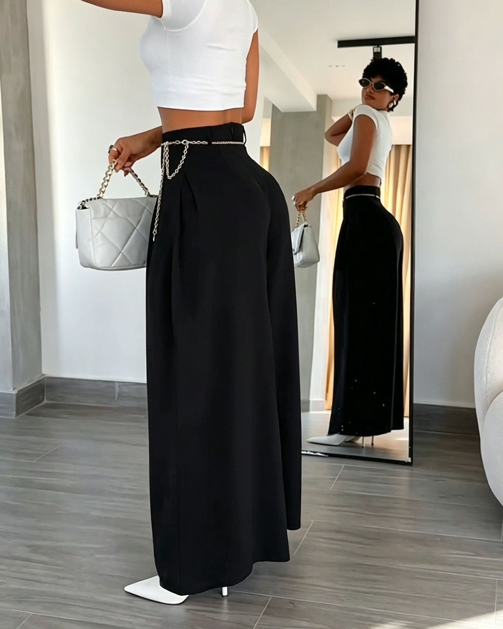 High-Waisted Pleated Wide-Leg Pants
