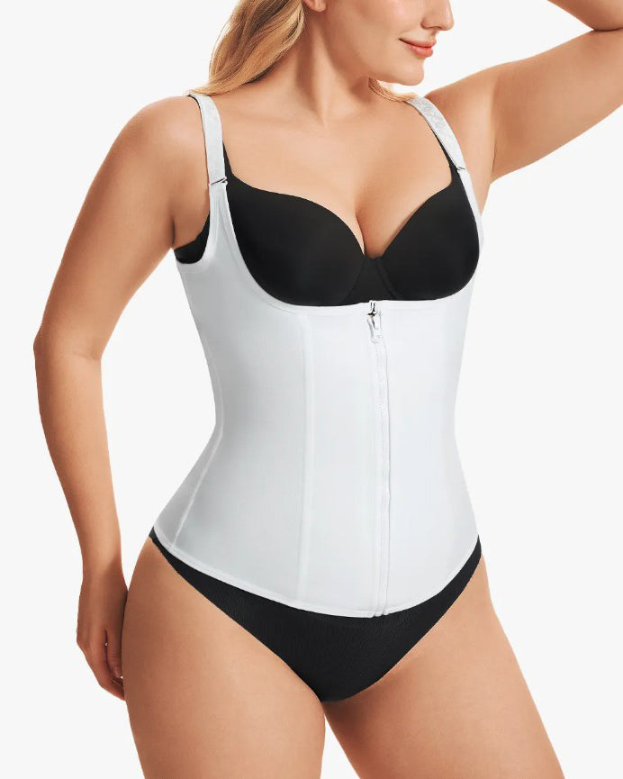 Tummy Shaping Open-Bust Waist Trainer Vest White