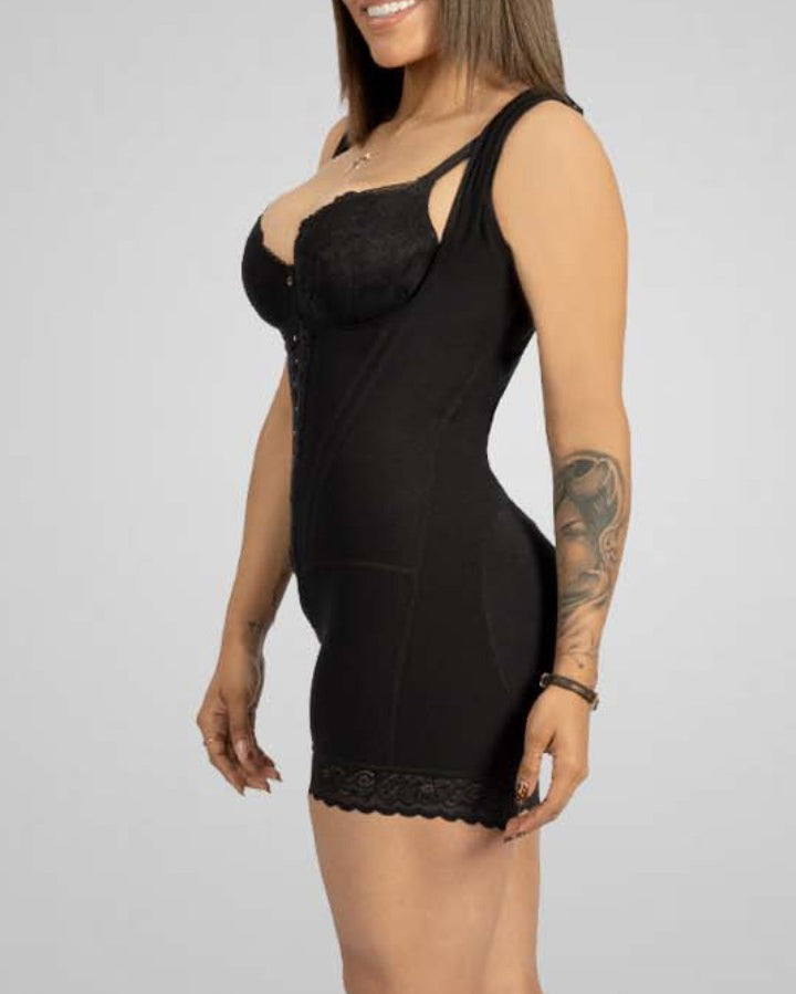 Side Steel Boned Abdominal Support Open Chest Shapewear