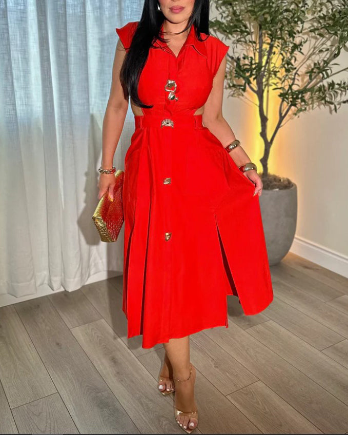 Women's Fashion Sleeveless Dress Red