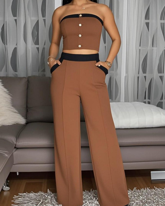 Sexy Fashionable Sleeveless Trousers 2-Piece Set Peru