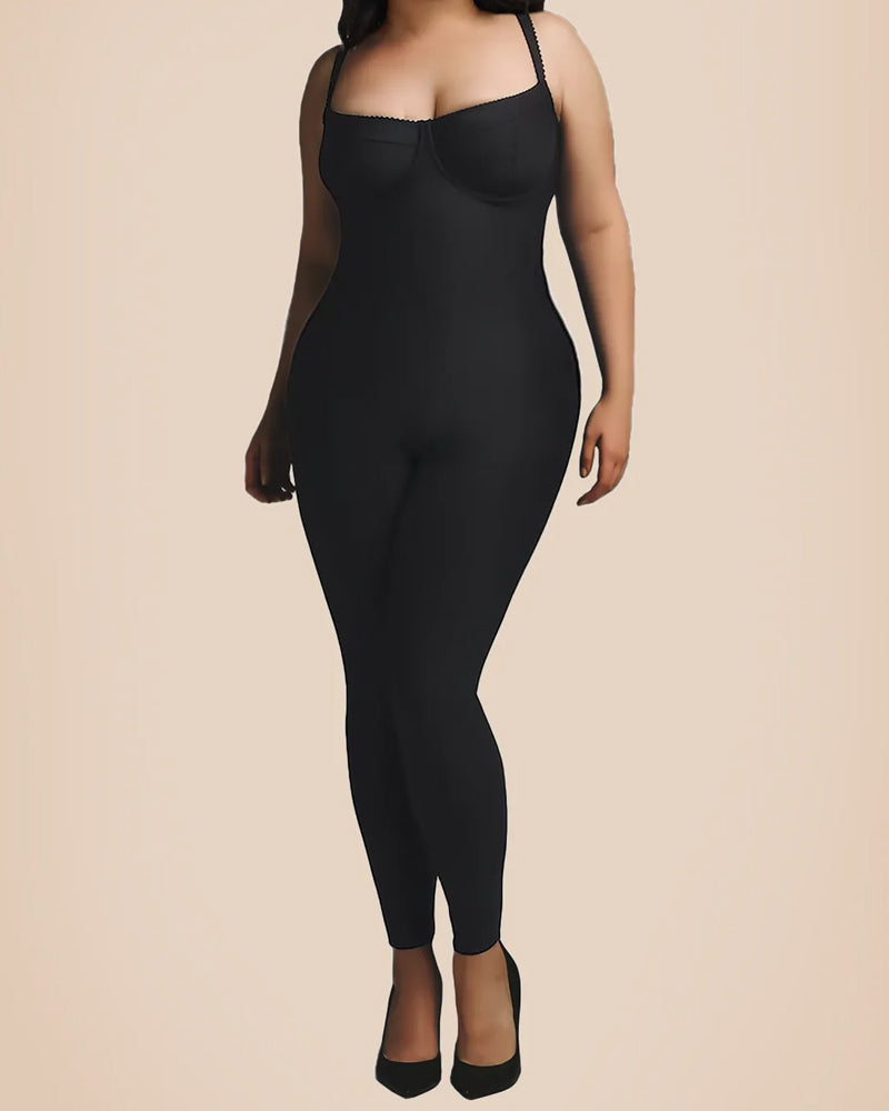 Sexy Leopard Print Suspenders High Waist Hip Lift Bodysuit Black