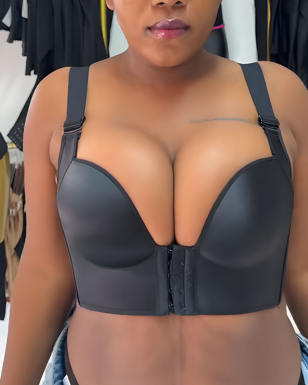 Front And Back Clasp Deep V Push Up Wide Shoulder Strap Shaping Bra