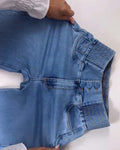 Skinny Flared Jeans With Elastic Waistband Lightblue