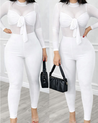 Black Halter Cutout Jumpsuit White
