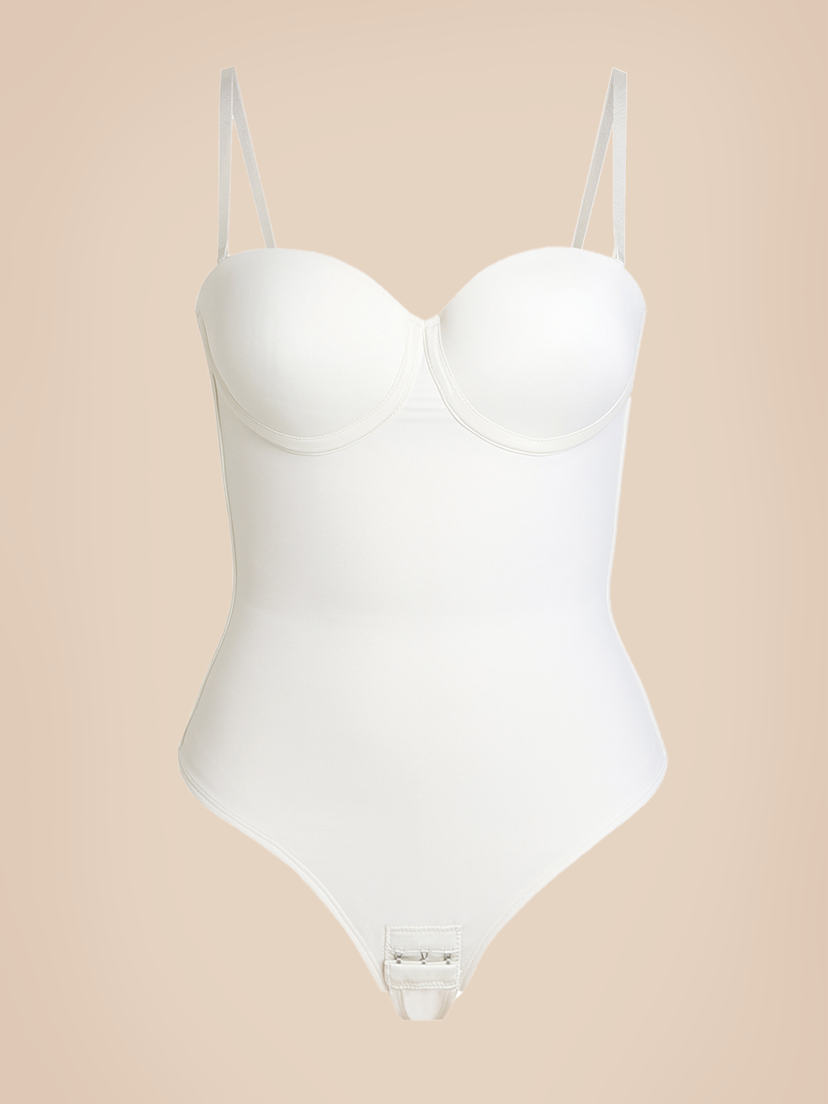 Back Lace-up Thong Seamless Shapewear Bodysuit White