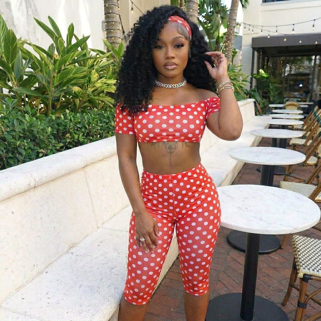 Polka Dot 3 Piece Biker Set