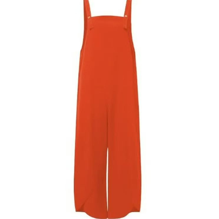 Tied Wide-Leg Overalls Orange