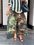 Camo Wide-Leg Capris Olive