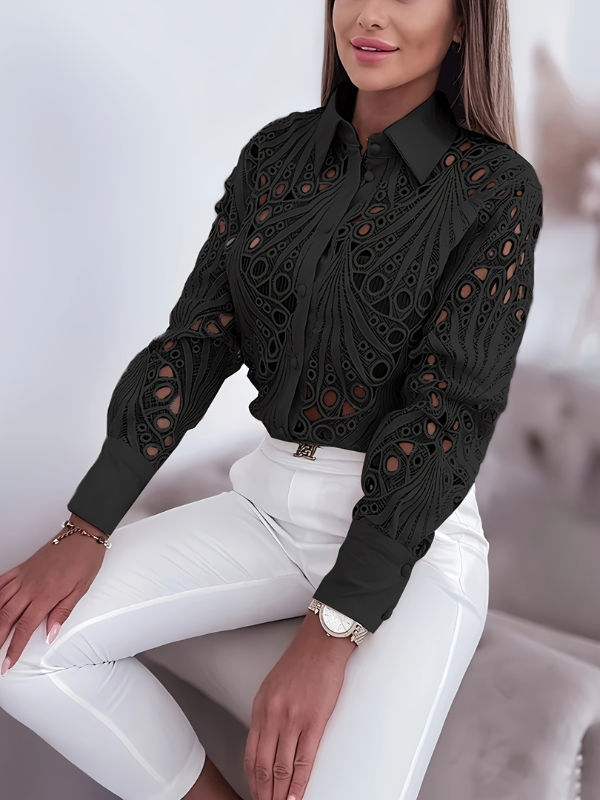 Black Lace Shirt--Clearance Black S