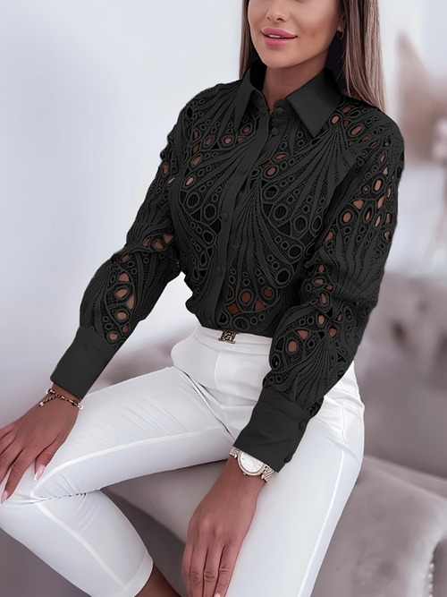 Black Lace Shirt--Clearance Black S