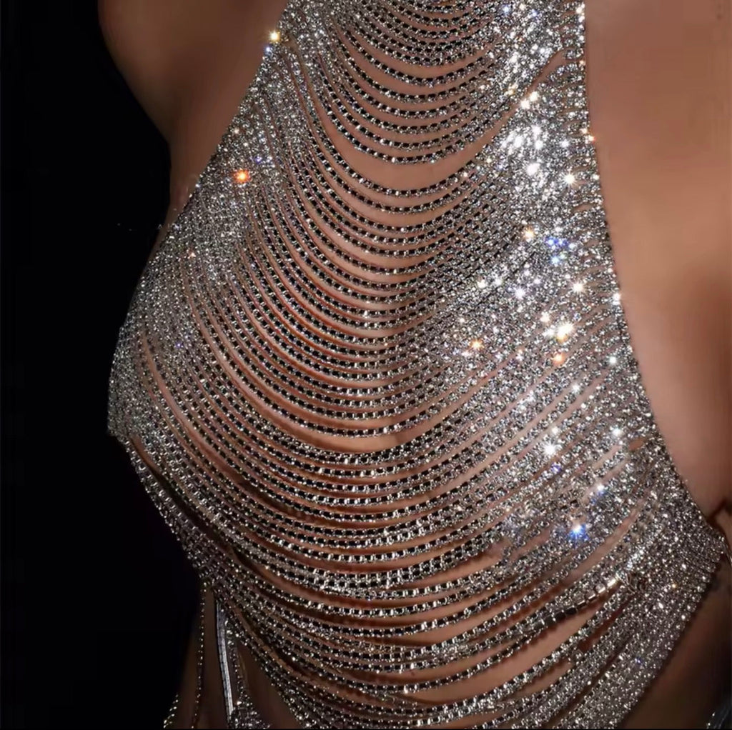 Rhinestone Drape Top