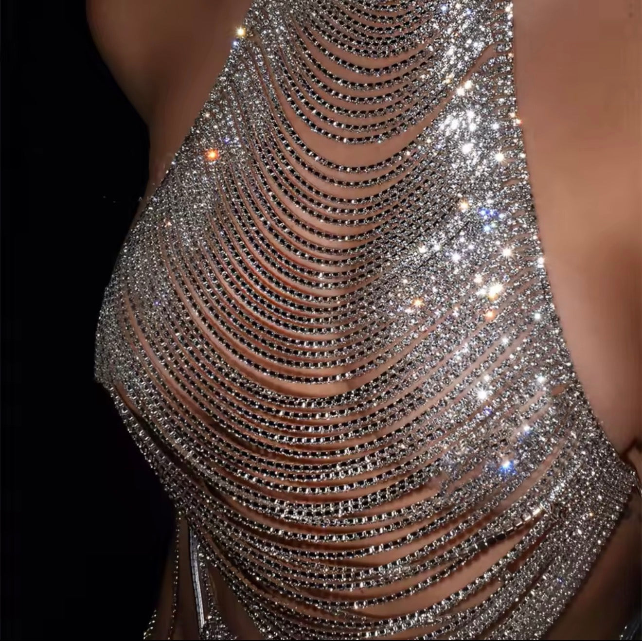 Rhinestone Drape Top