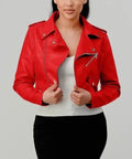 Tia Baddie Crop Jacket Red Gold