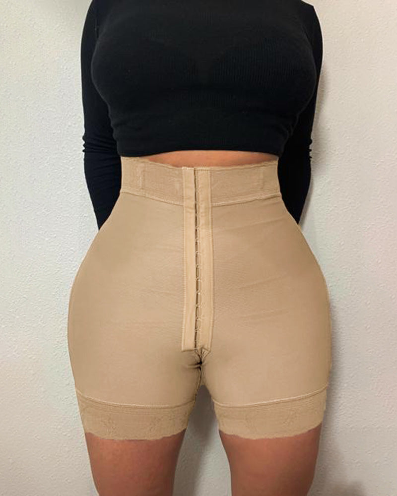 High Compression Garment (powernet) Butt Lifter 3 Hook Butt Lifting Shorts Beige