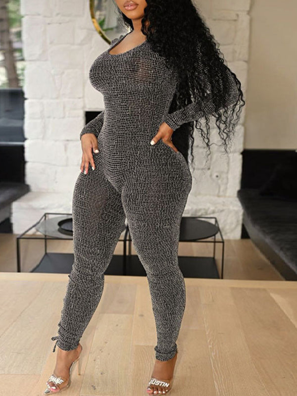 Lace-Up Skinny Jumpsuit--Clearance