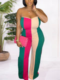 Colorblock Strapless Jumpsuit--Clearance Multicolor S