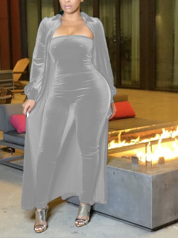 Velvet Jumpsuit & Duster Set--Clearance