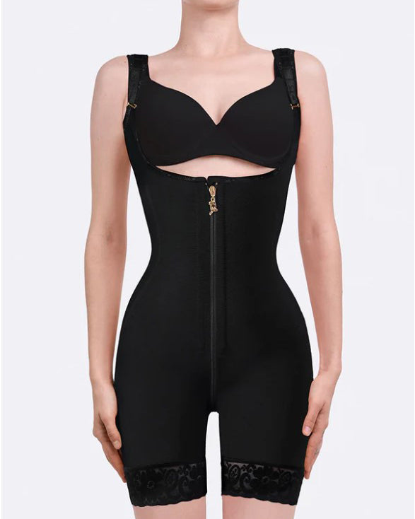Steel Bone Hip Lifting Shapewear Bodysuit Black