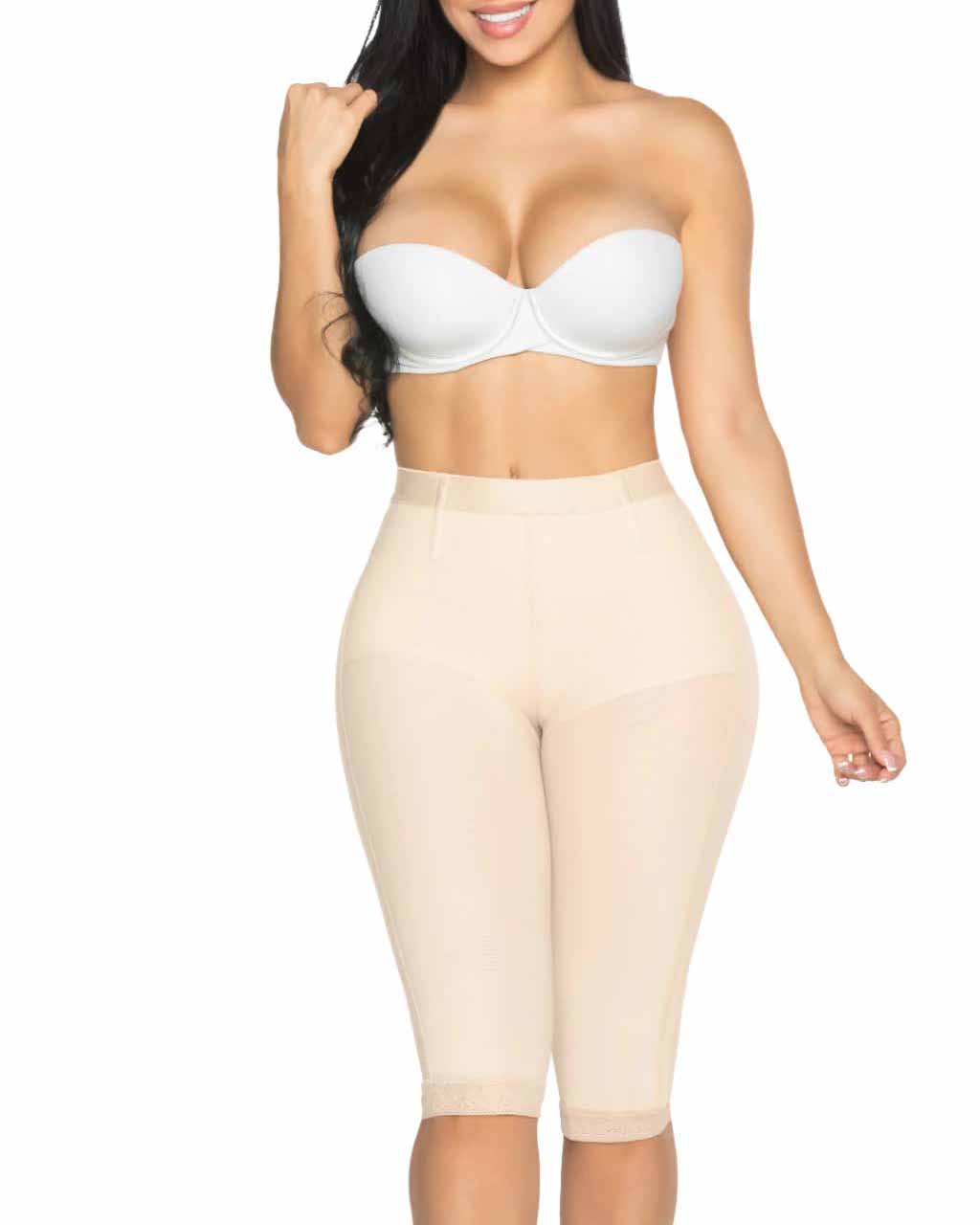 Sheer Mesh Hip Lifting Shaper Pants Beige