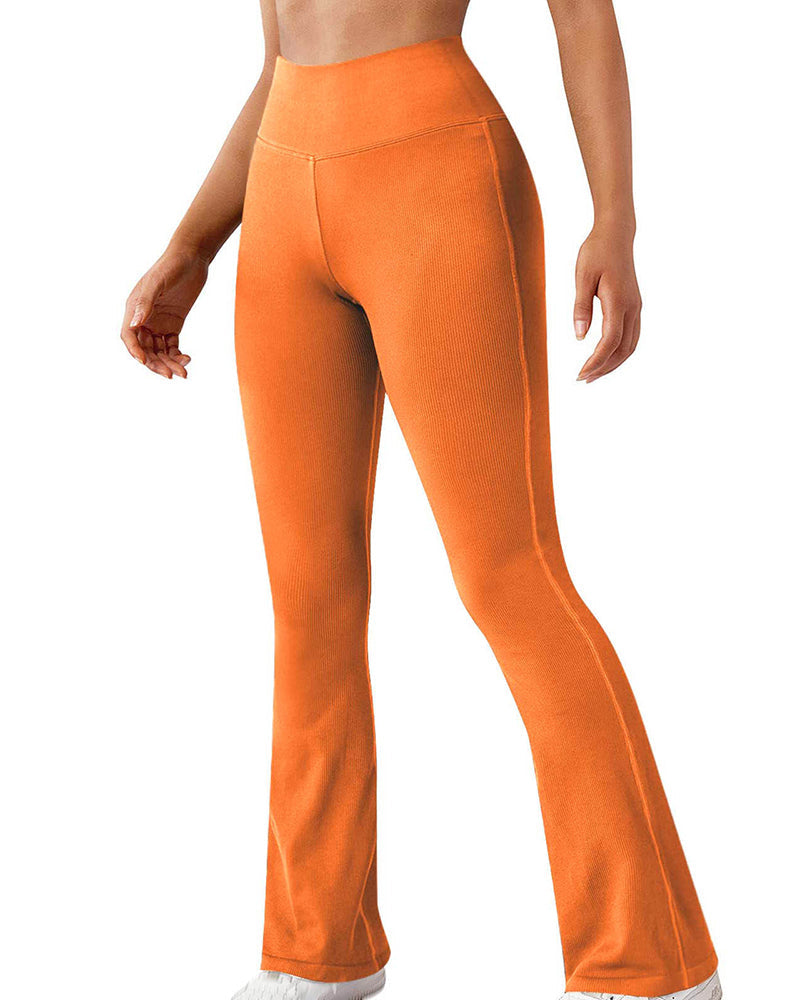 Fashion Ribbed Wide-leg Flared Yoga Leggings Orange