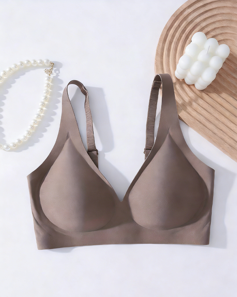 Jelly-Like Seamless Underwear Comfortable And Supportive Wire-Free Bra Gray