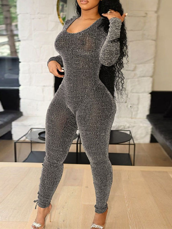 Lace-Up Skinny Jumpsuit--Clearance