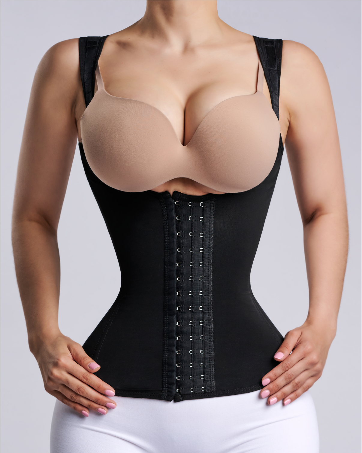 Women waist trainer corset hourglass vest Black