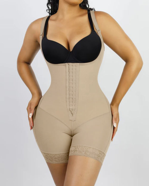 Abdominal Compression Hook and Eye Sleeveless Shapewear Tan
