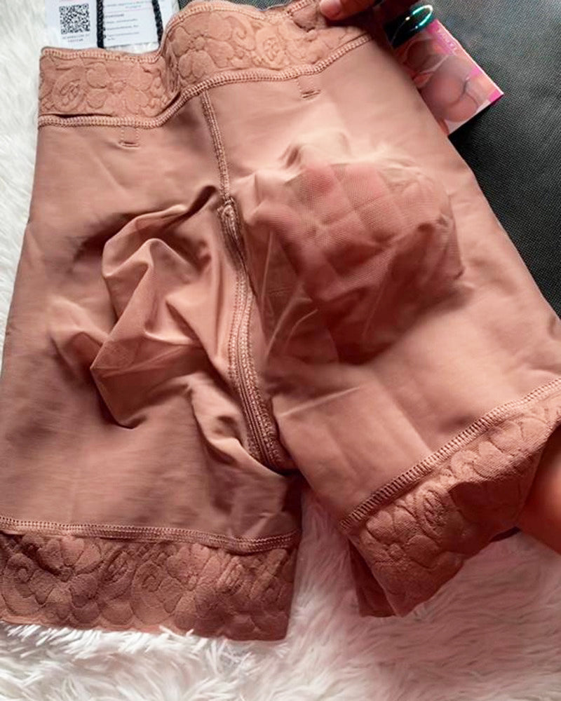 Hook-Eye Closure High Waist Shaping Shorts