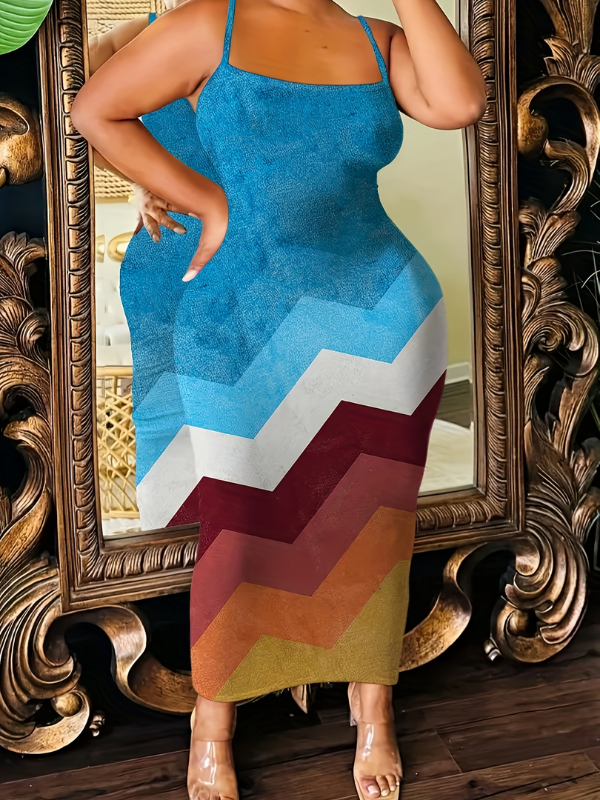Printed Cami Dress--Clearance Blue S