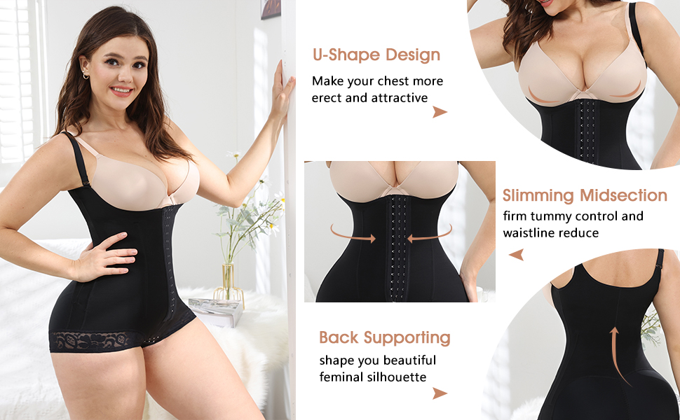 Fashion Tummy Control Low Back Open Bust Lace Shapewear