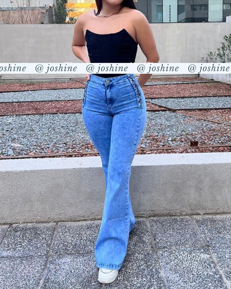 New Premium Quality Braided Cargo Jeans Blue