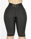 High Waist Tummy Control Compression Butt Lifting Zipper Shorts Black