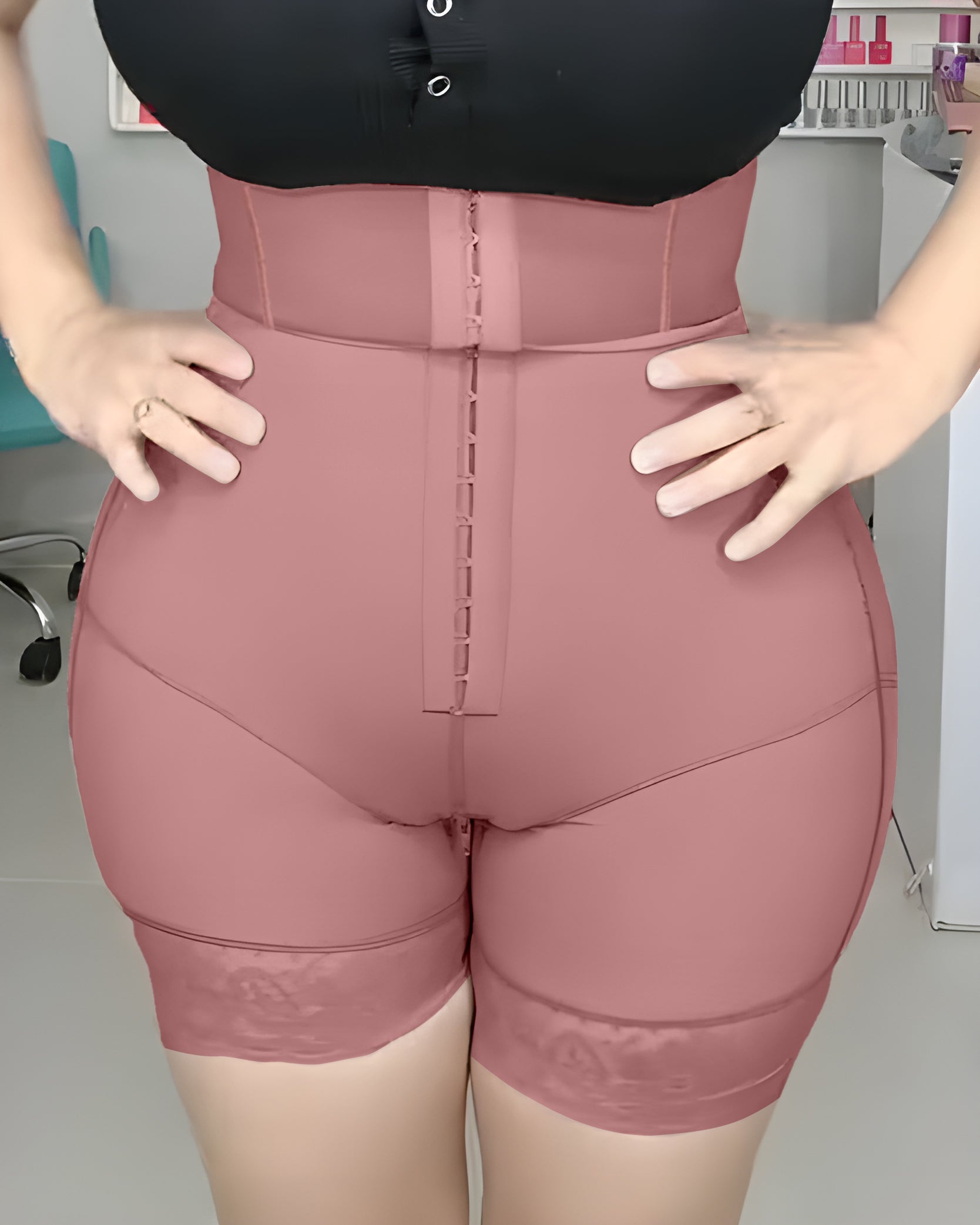 Abdominal Compression High Rise Shaper Shorts RosyBrown