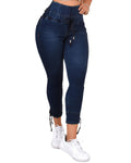 High Waisted Butt Lifting Skinny Jeans Blue