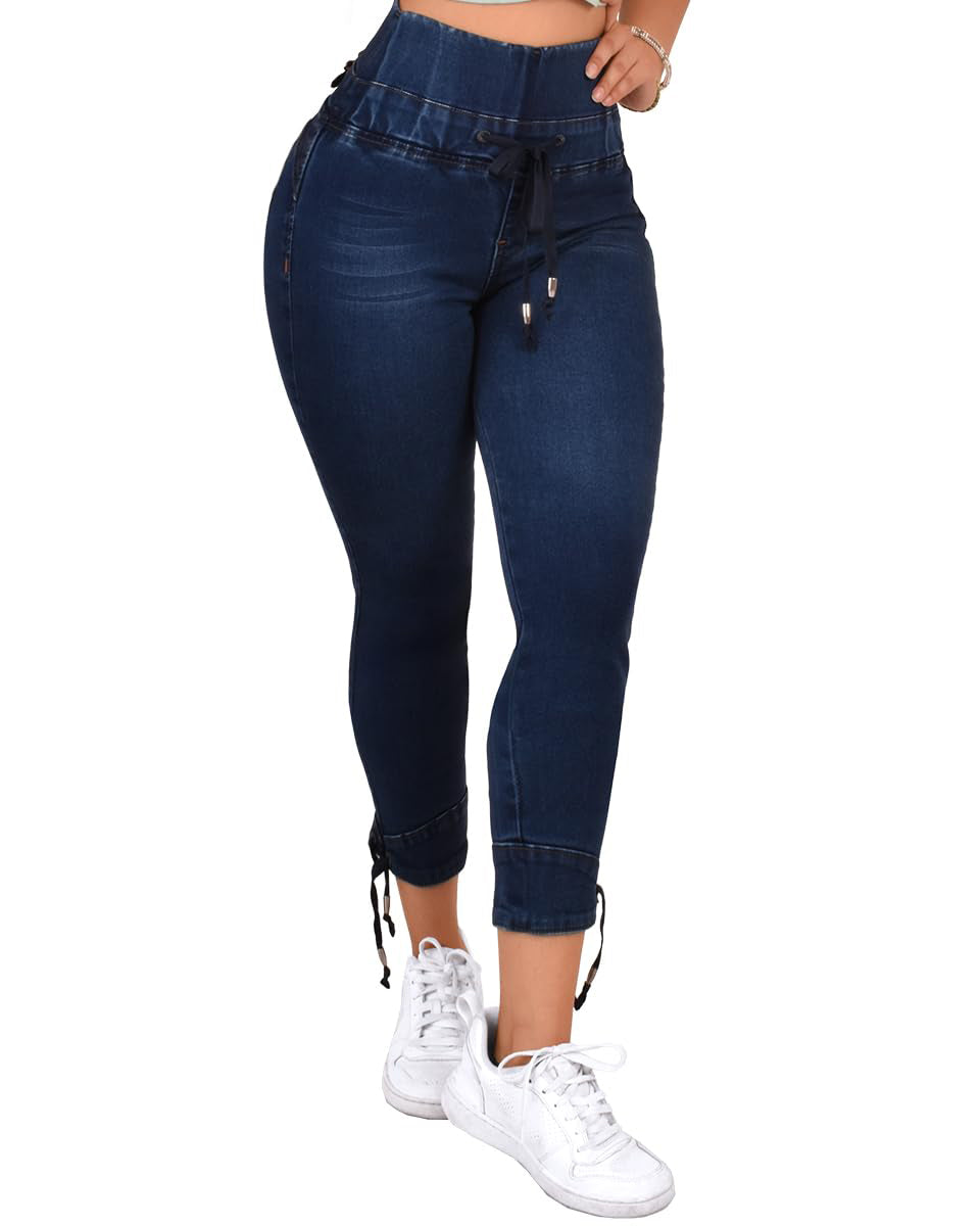 High Waisted Butt Lifting Skinny Jeans Blue