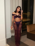 Velvet Mesh Skirt Set Purple