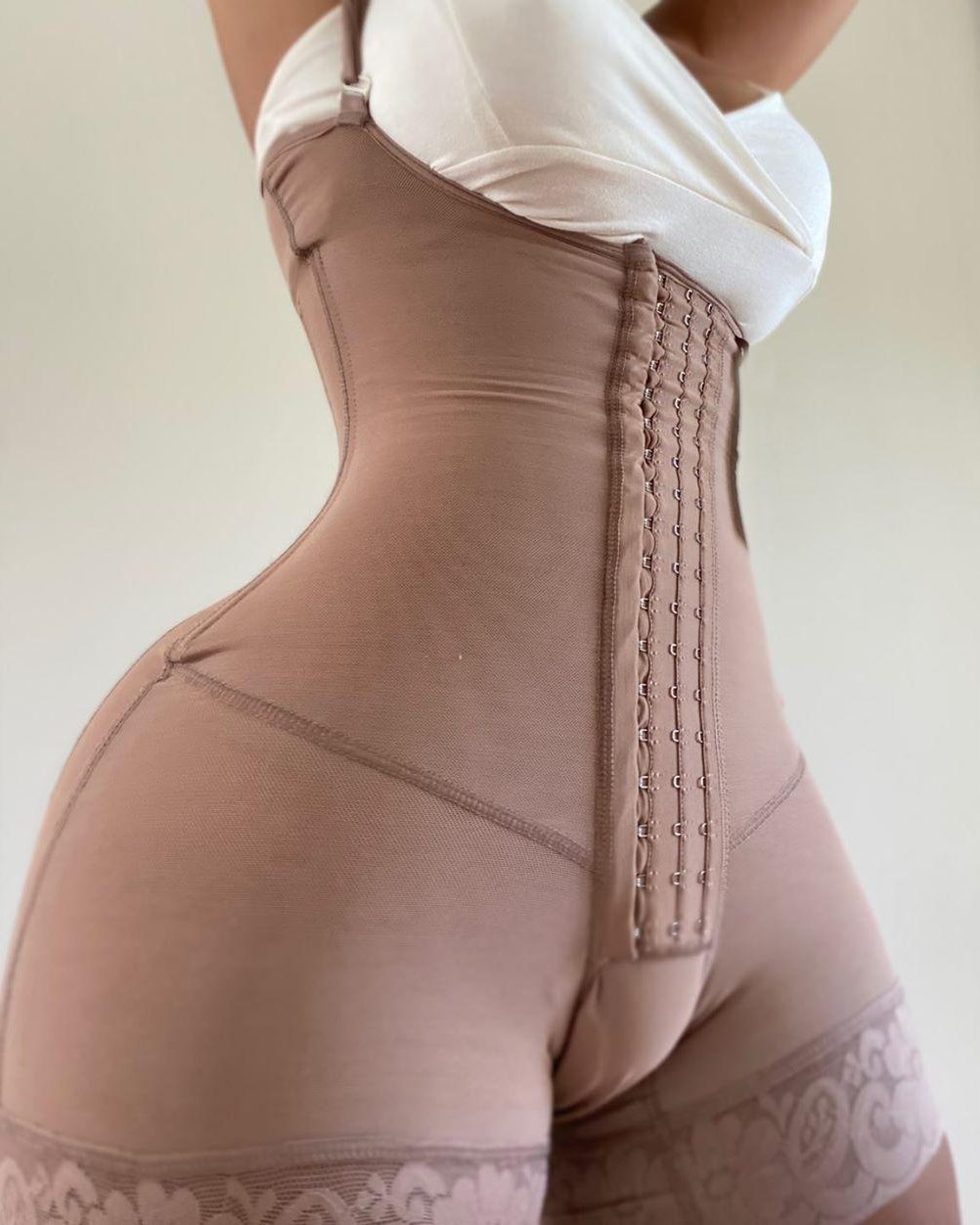 Fashion Tummy Control Adjustable Hook Eye Closure Shaper RosyBrown